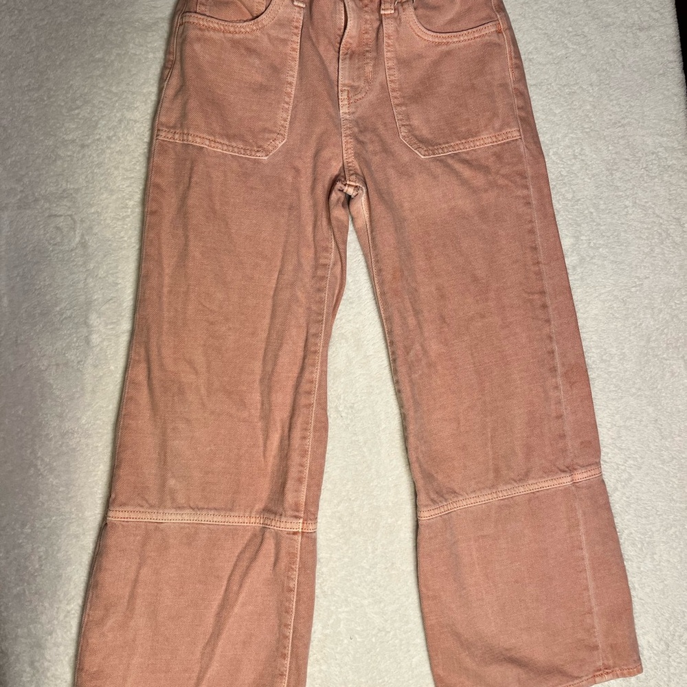 Old Navy Girls High Rise Baggy Wide Leg Jeans Size 10 Dusty Rose Pink